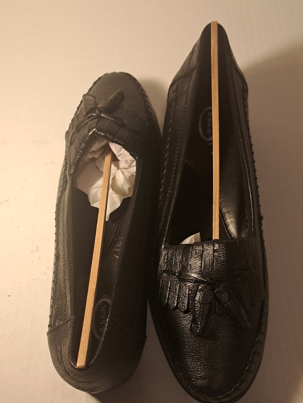 Dr. Scholl's Black Leather Tassel Moccasin Loafers